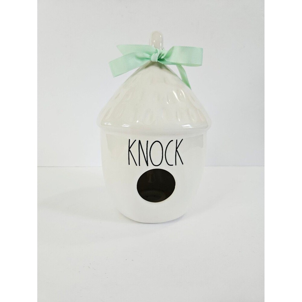 Vintage Rae Dunn Magenta Ceramic Acorn "Knock" Decorative Minimalist Birdhouse